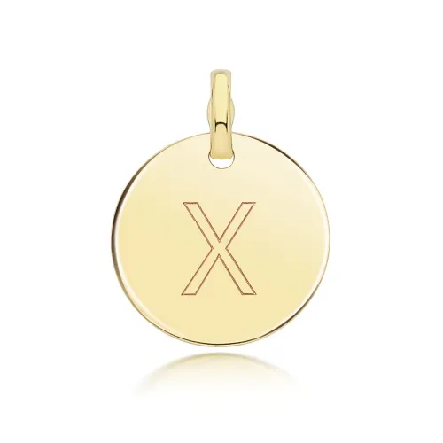 9ct Yellow Gold Round Plain Initial Pendant 14.3mm X